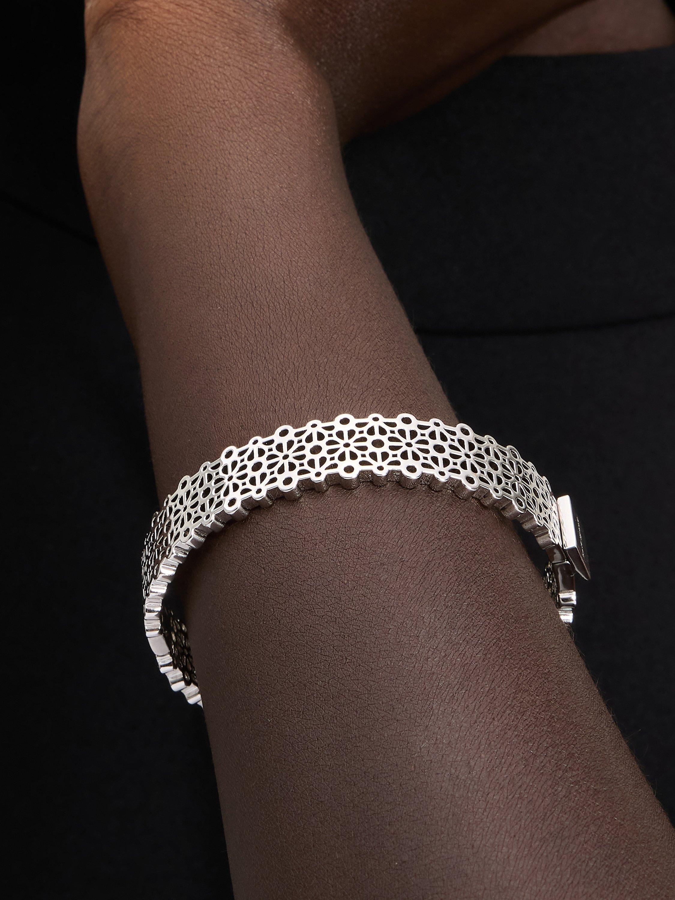 Product image 3 of 3, which shows kate spade new york Filigree Flower Thin Bangle, Silver