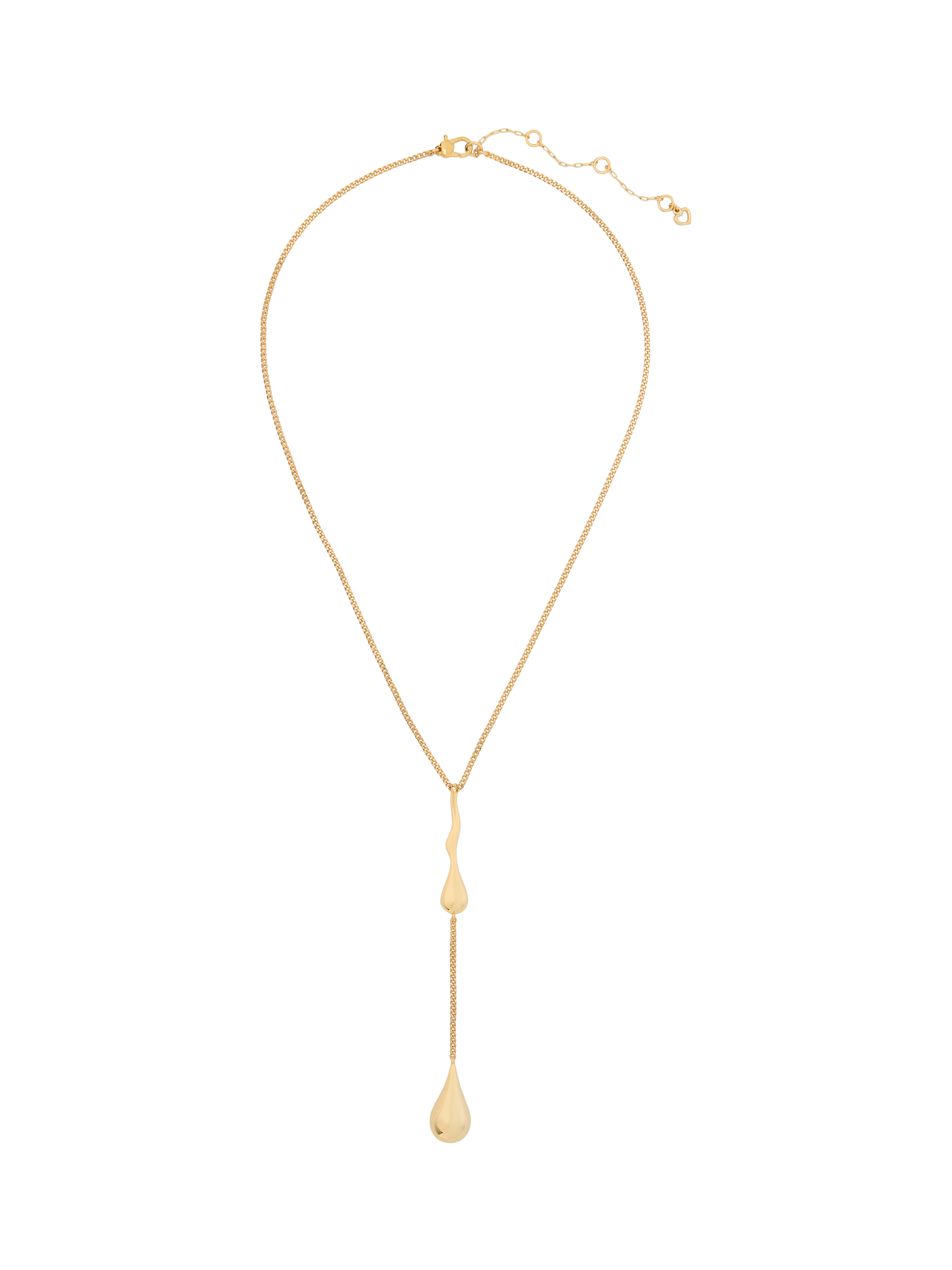 Product image 1 of 3, which shows kate spade new york Cubic Zirconia Sculptural Drop Necklace, Clear/Gold