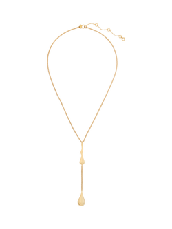 kate spade new york Cubic Zirconia Sculptural Drop Necklace, Clear/Gold, Clear/Gold