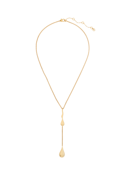 kate spade new york Cubic Zirconia Sculptural Drop Necklace, Clear/Gold, Clear/Gold