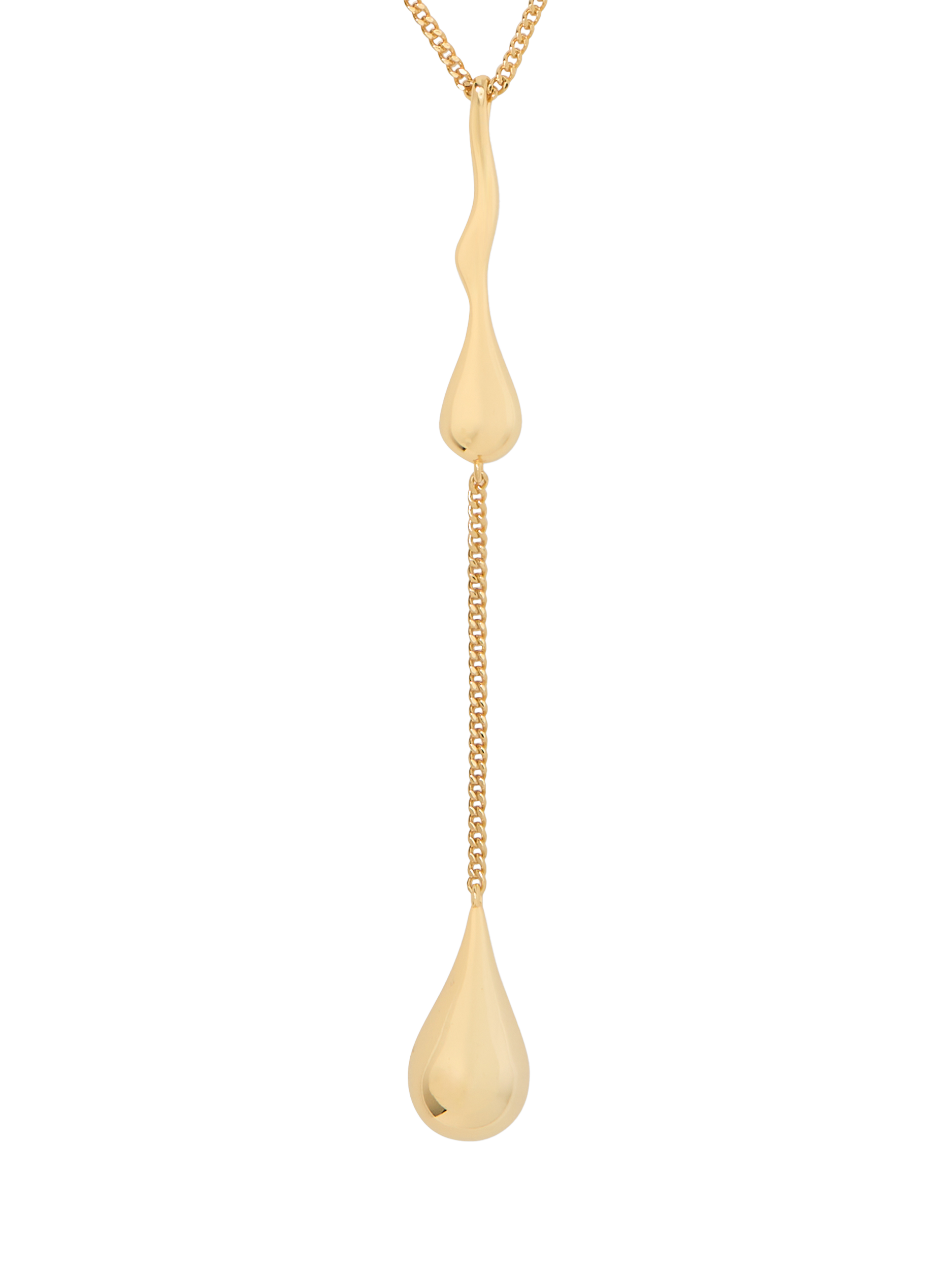 Product image 2 of 3, which shows kate spade new york Cubic Zirconia Sculptural Drop Necklace, Clear/Gold