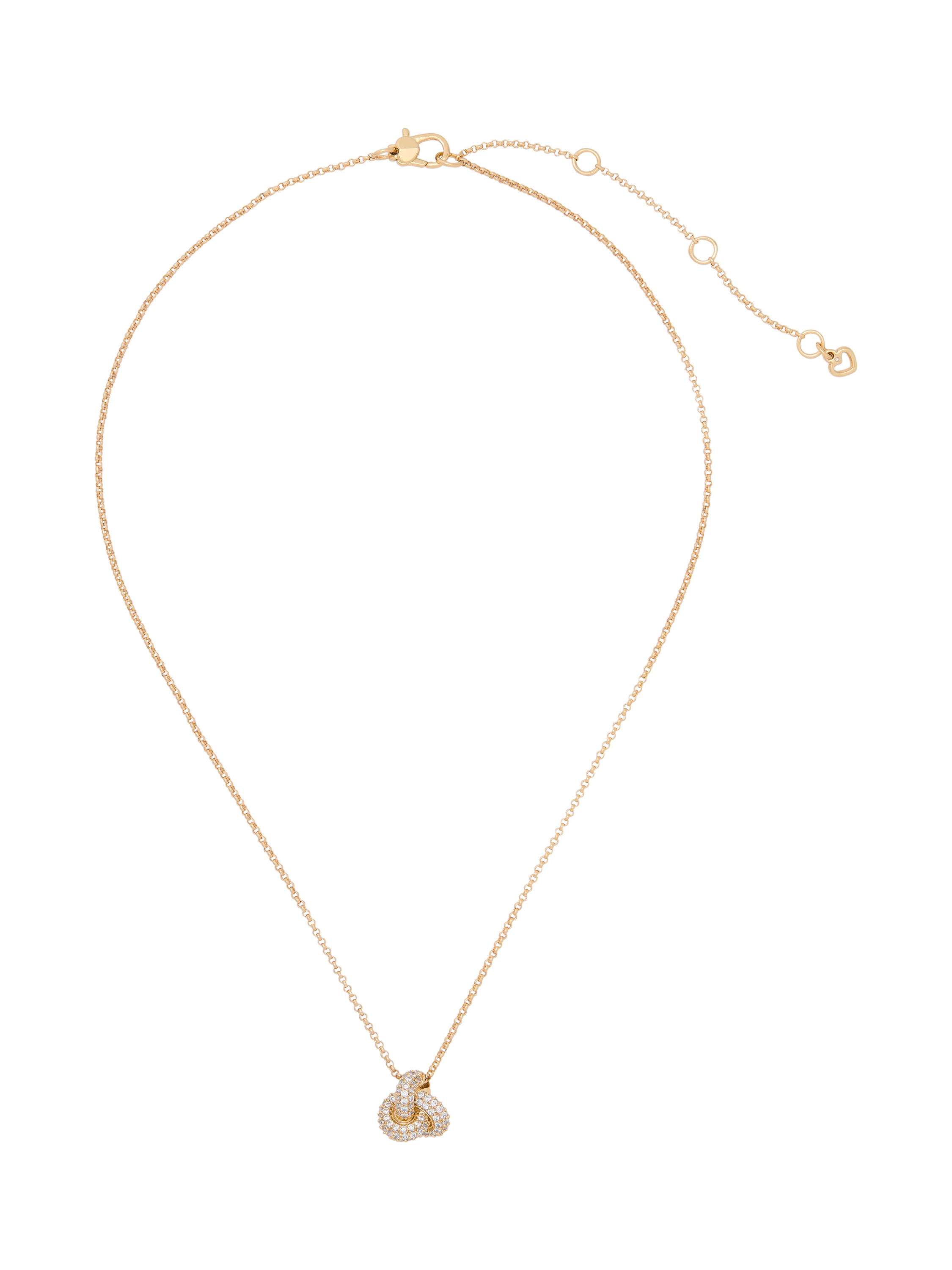Product image 1 of 3, which shows kate spade new york Double Knot Pave Necklace, Clear/Gold