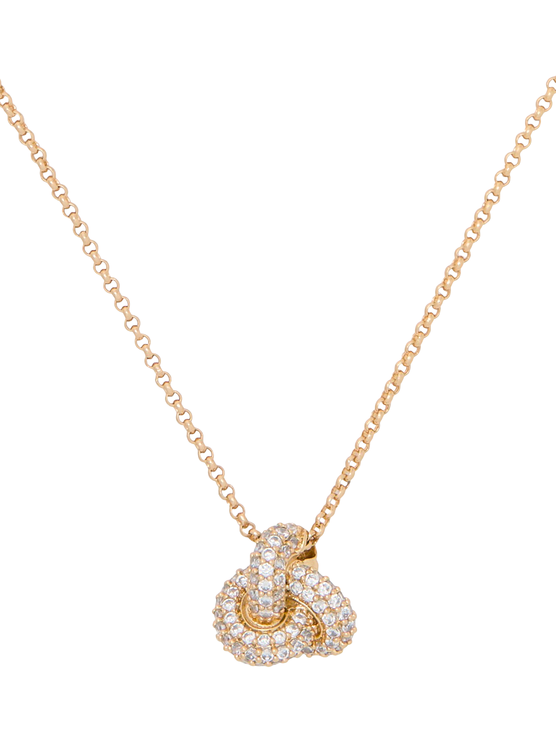 Product image 2 of 3, which shows kate spade new york Double Knot Pave Necklace, Clear/Gold