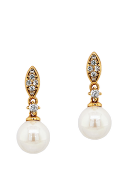 Ivory & Co. Pearl Drop & Cubic Zirconia Drop Earrings, Yellow Gold, Yellow Gold