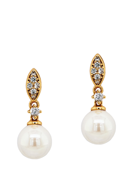 Ivory & Co. Pearl Drop & Cubic Zirconia Drop Earrings, Yellow Gold, Yellow Gold