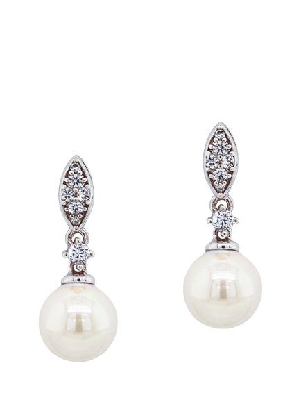 Ivory & Co. Pearl Drop & Cubic Zirconia Drop Earrings, Silver, Silver