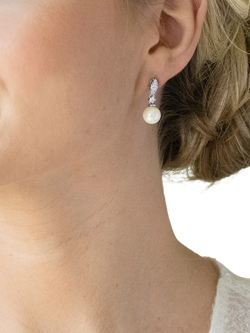 Ivory & Co. Pearl Drop & Cubic Zirconia Drop Earrings, Silver - view 2, Silver