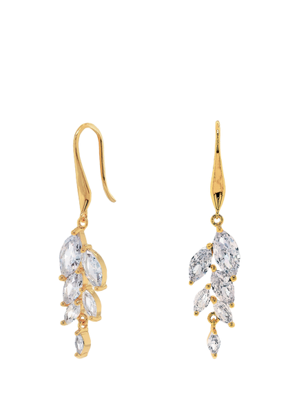 Ivory & Co. Keswick Cubic Zirconia Leaf Drop Earrings, Yellow Gold, Yellow Gold