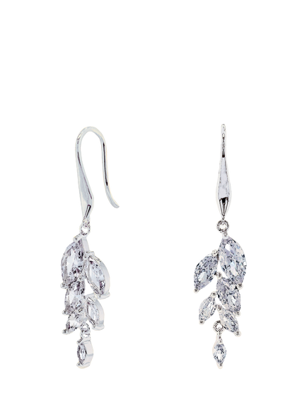 Ivory & Co. Keswick Cubic Zirconia Leaf Drop Earrings, Silver, Silver