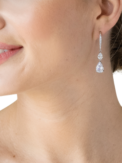 Ivory & Co. Cubic Zirconia Crystal Teardrop Earrings, Silver - view 2, Silver