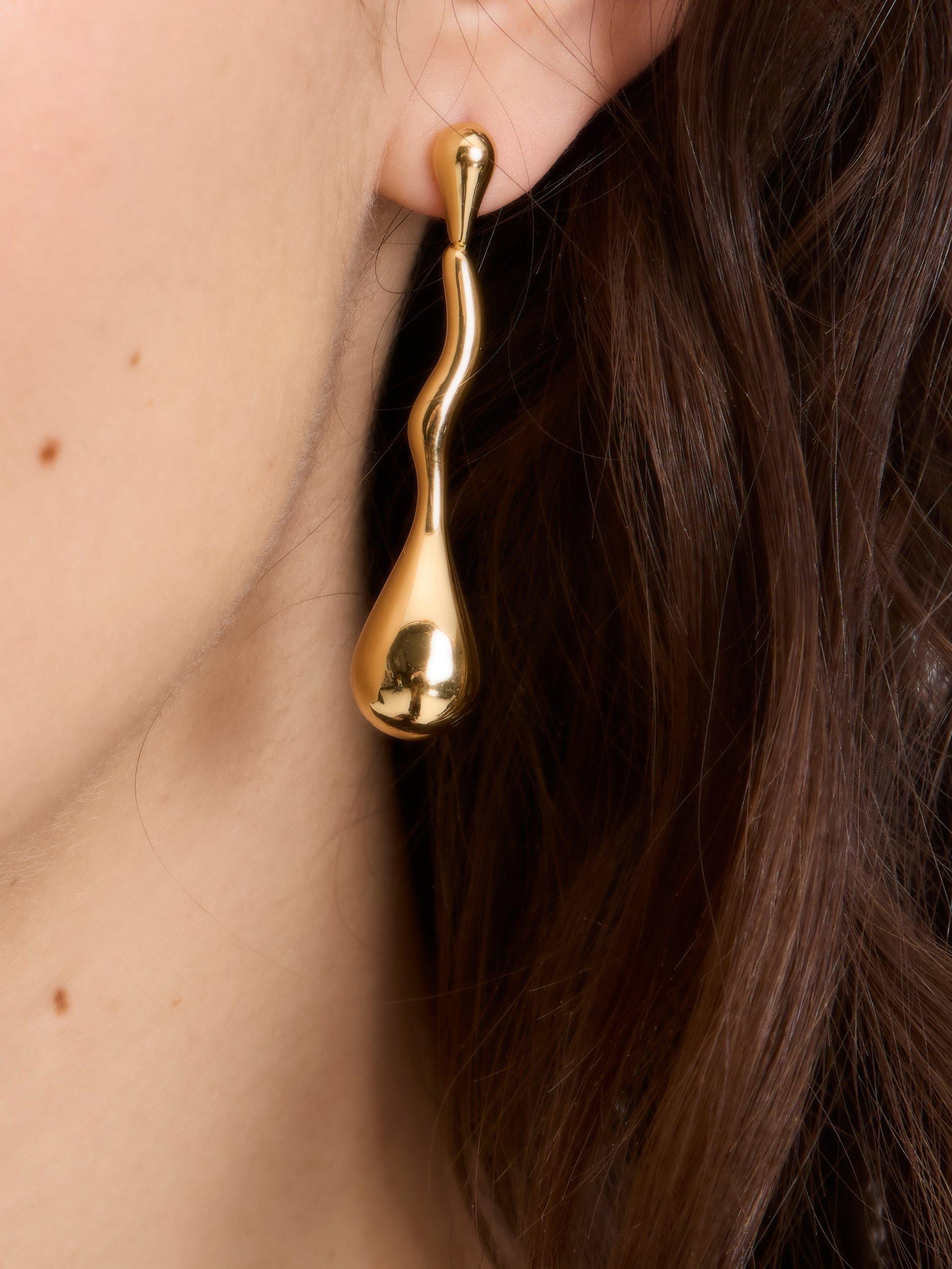 Product image 3 of 3, which shows kate spade new york Sculptural Linear Drop Earrings, Gold