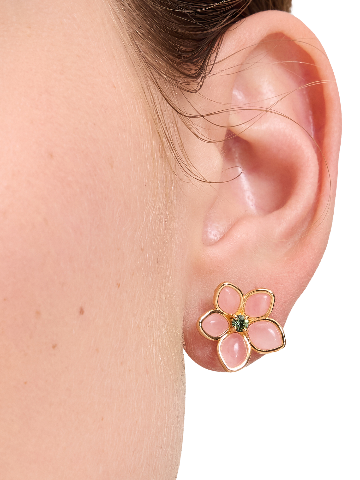 Product image 3 of 3, which shows kate spade new york Pastel Petals Flower Stud Earrings, Gold