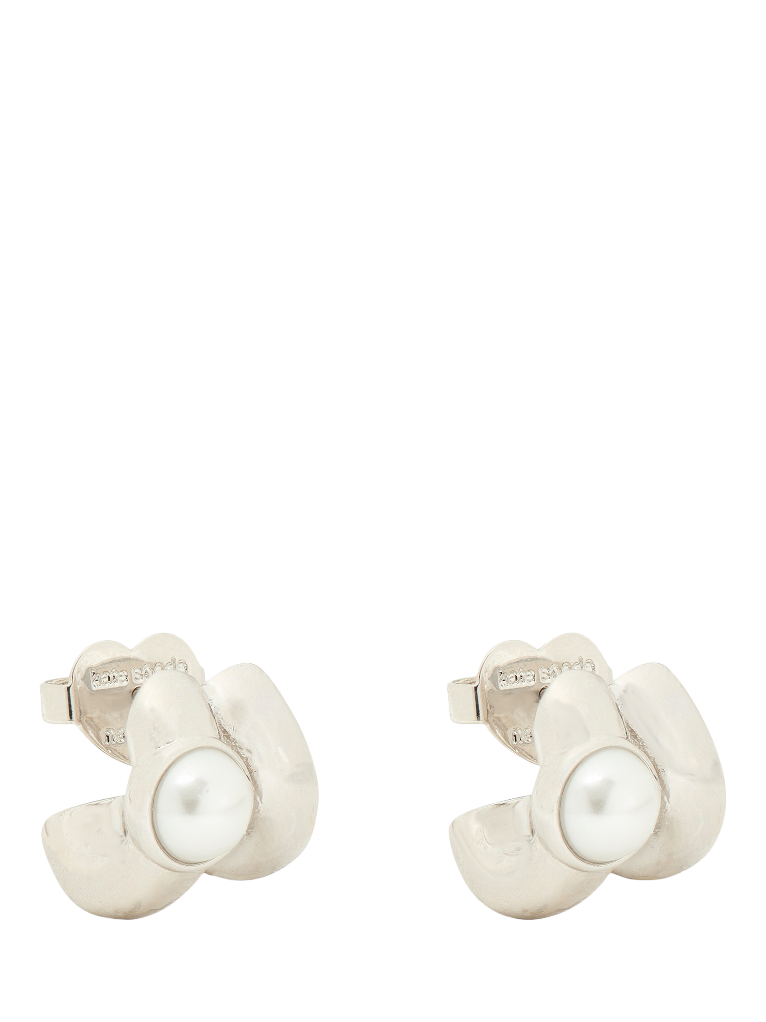 Product image 1 of 4, which shows kate spade new york Cubic Zirconia Double Huggie Hoop Earrings, Clear/Silver