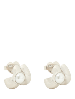 kate spade new york Cubic Zirconia Double Huggie Hoop Earrings, Clear/Silver