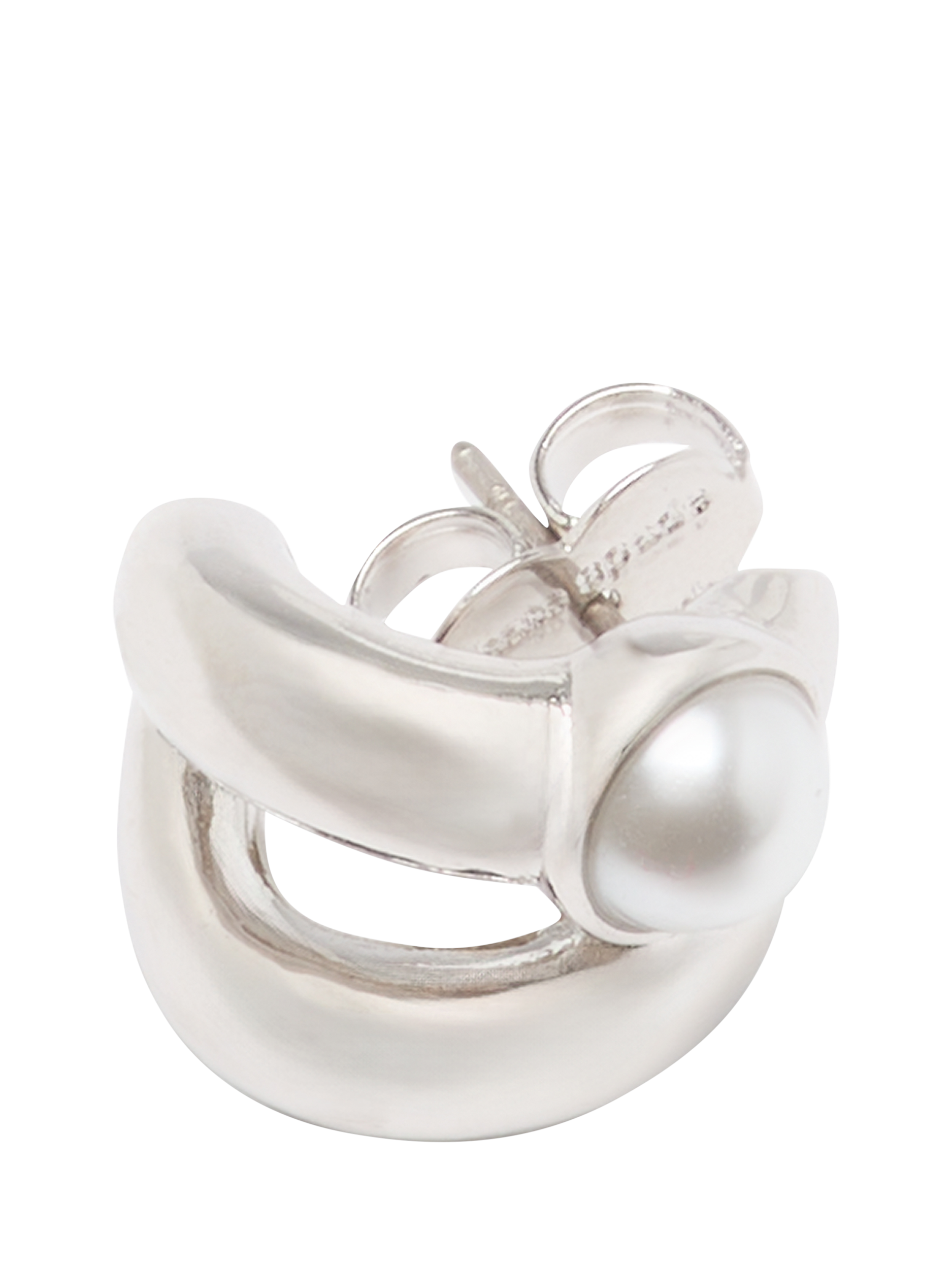 Product image 2 of 4, which shows kate spade new york Cubic Zirconia Double Huggie Hoop Earrings, Clear/Silver