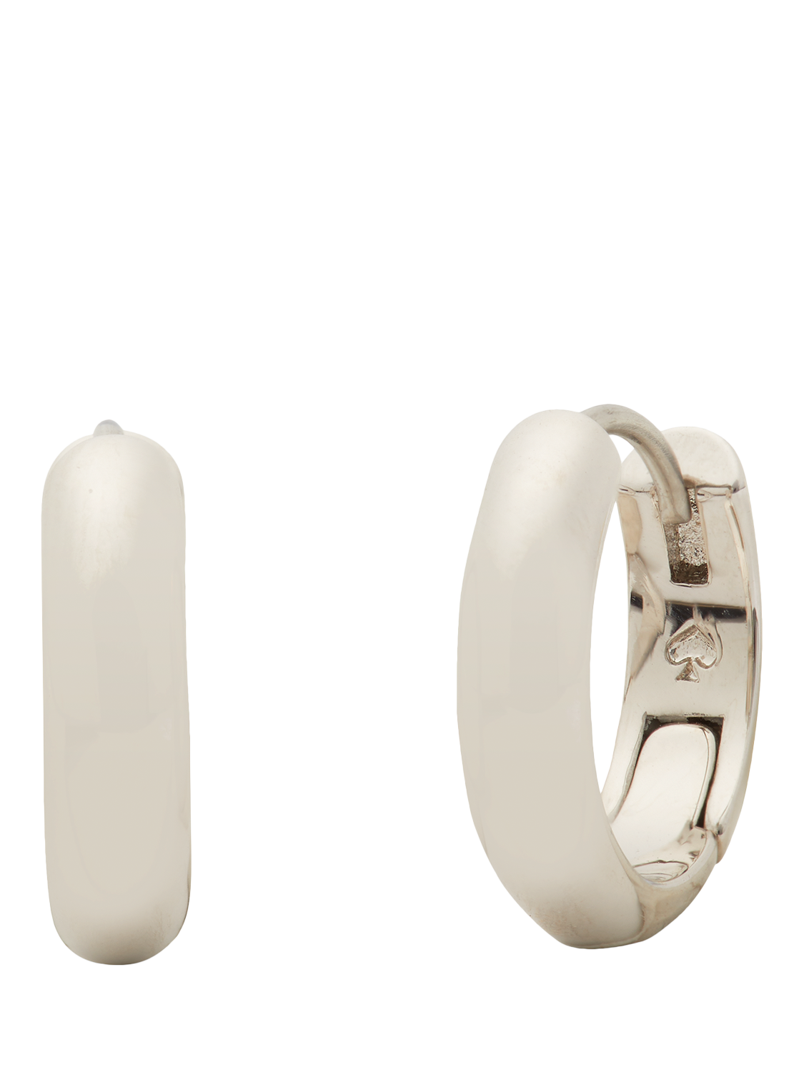 Product image 1 of 4, which shows kate spade new york's Brilliant Statements Huggie Hoop Earrings, Silver