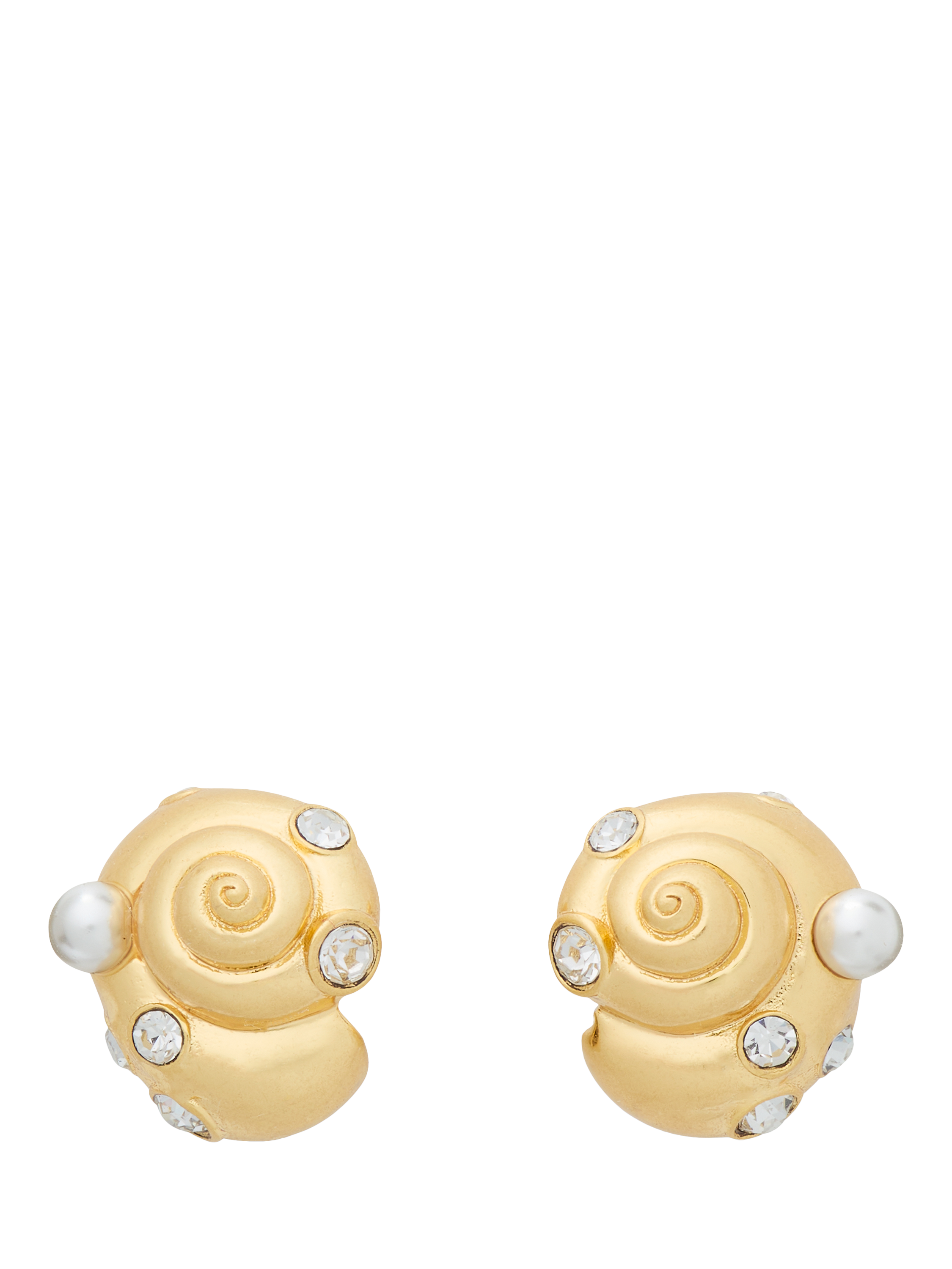 Product image 1 of 3, which shows kate spade new york Shell Stud Earrings, Clear/Gold