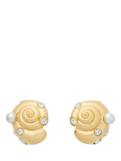 kate spade new york Shell Stud Earrings, Clear/Gold, Clear/Gold