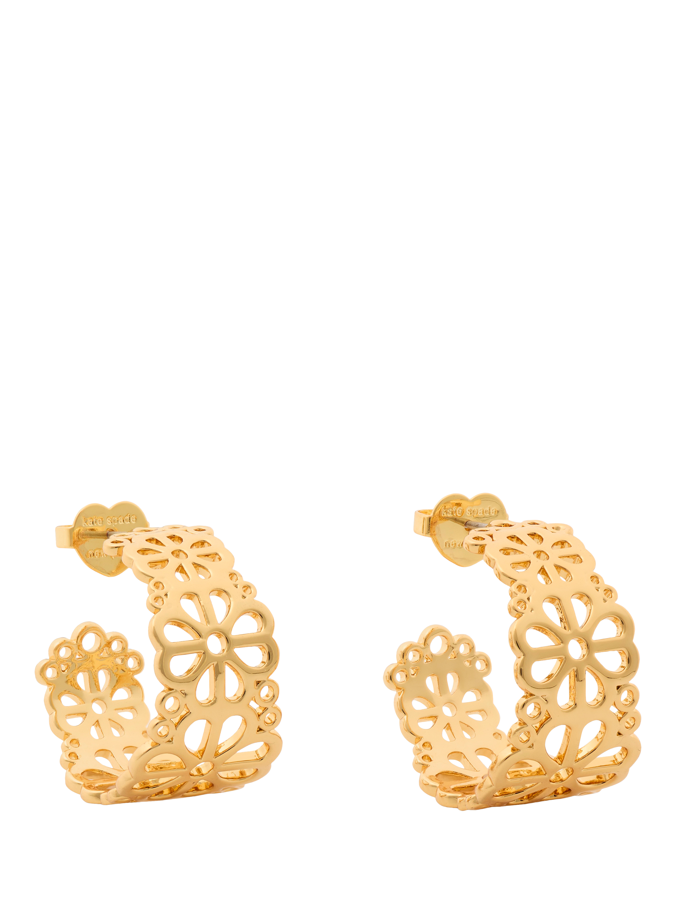 Product image 1 of 3, which shows kate spade new york Filigree Flower Hoop Earrings, Gold