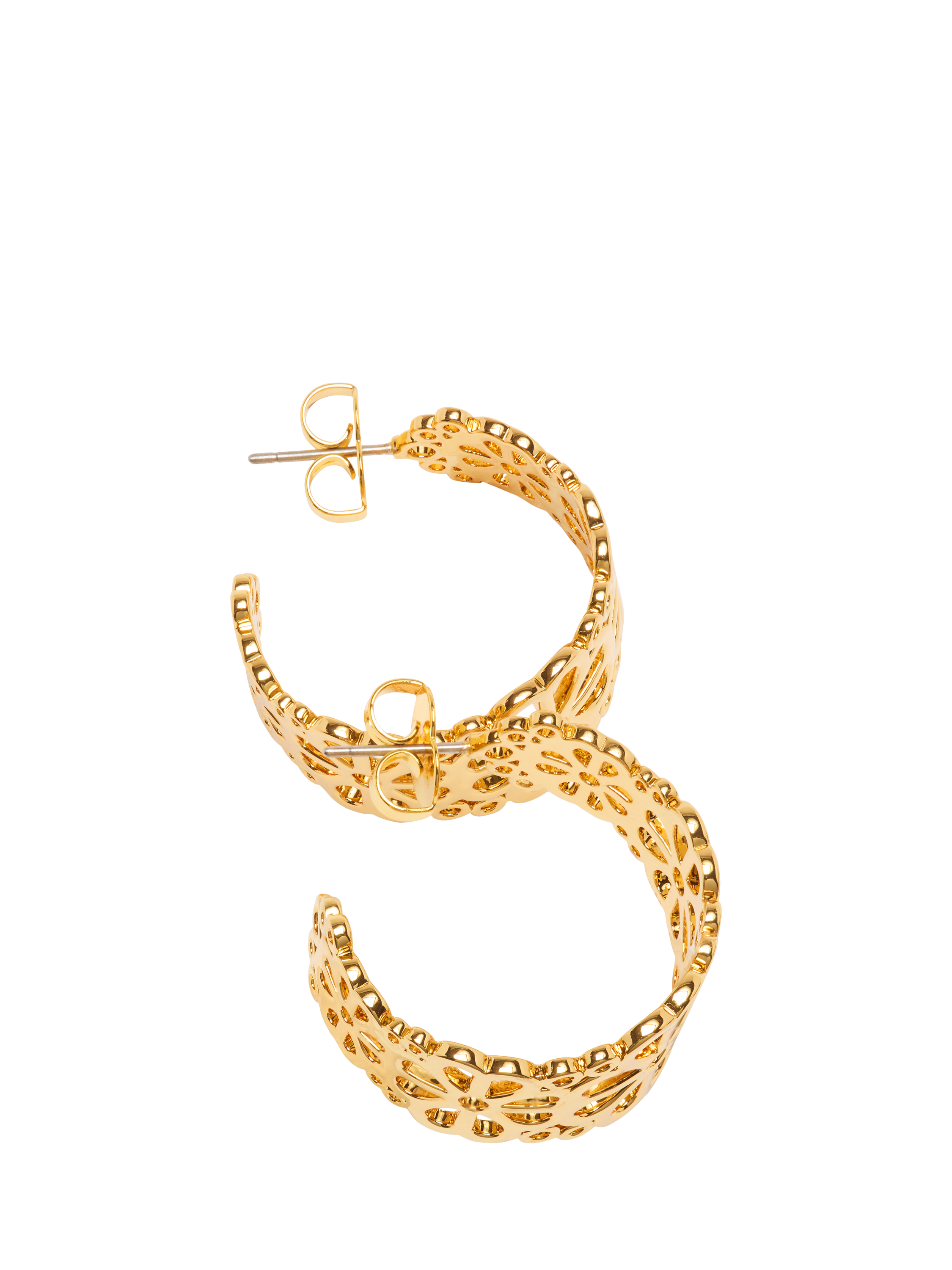 Product image 2 of 3, which shows kate spade new york Filigree Flower Hoop Earrings, Gold
