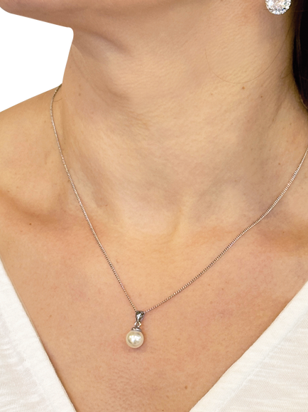 Ivory & Co. Pearl Drop Pendant Necklace, Silver - view 2, Silver