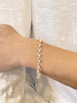 Ivory & Co. Boston Cubic Zirconia Leaf & Pearl Bracelet - view 2, Yellow Gold