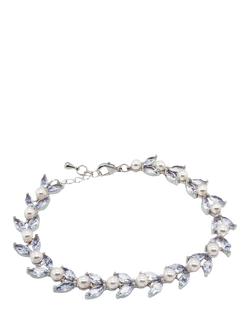 Ivory & Co. Boston Cubic Zirconia Leaf & Pearl Bracelet, Silver