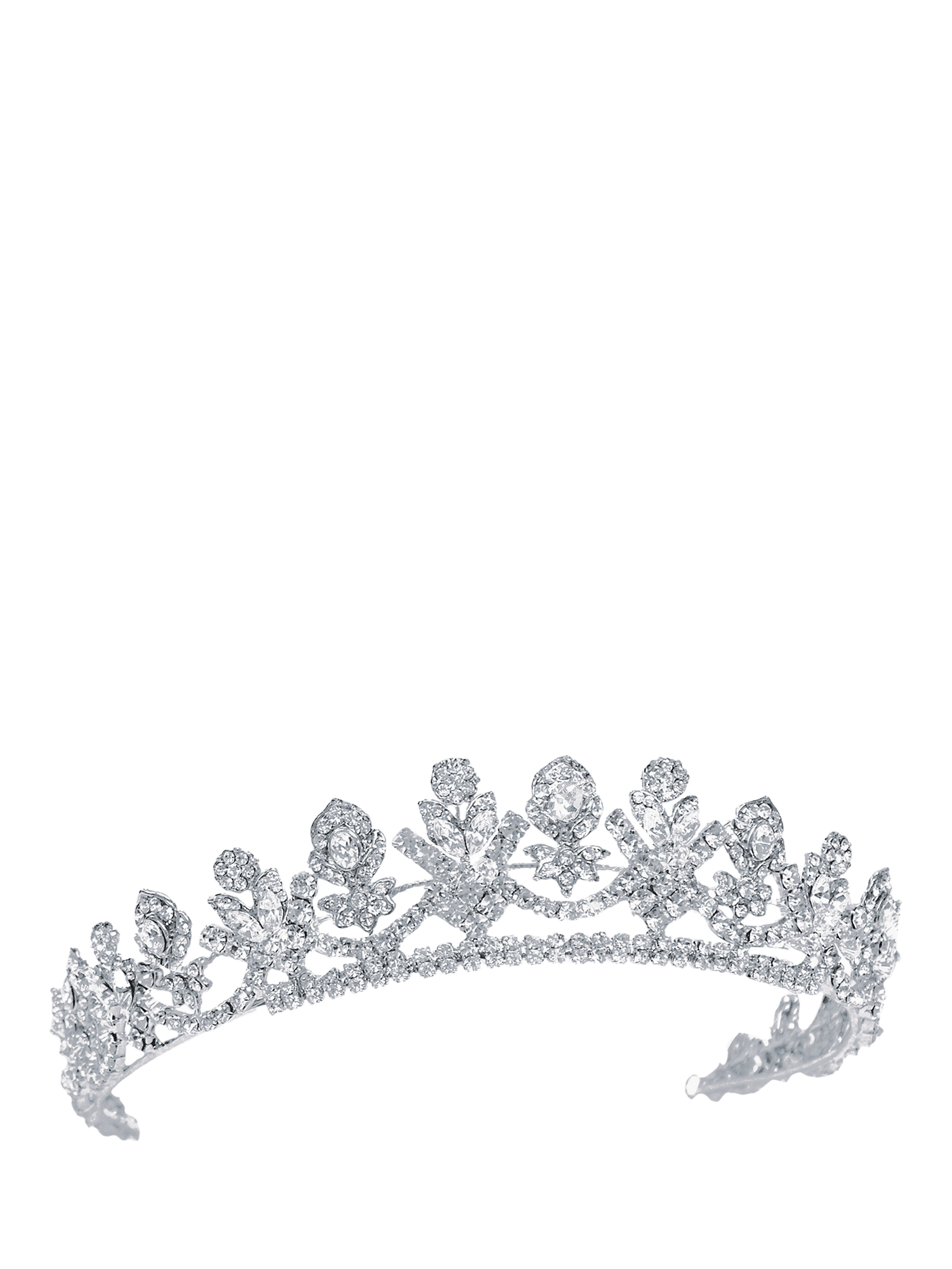 Product image 1 of 4, which shows Ivory & Co. Olivia Crystal Crown Tiara, Silver