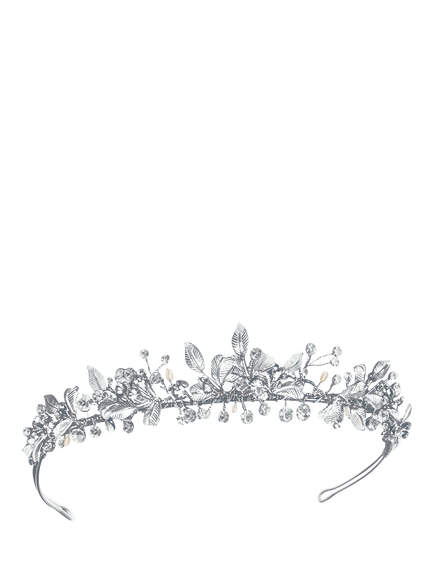 Ivory & Co. Botanical Crystal & Freshwater Pearl Tiara, Silver, Silver