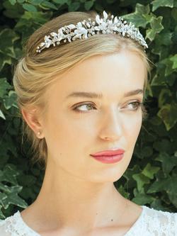 Ivory & Co. Botanical Crystal & Freshwater Pearl Tiara, Silver - view 2, Silver