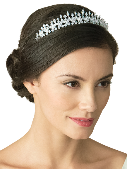 Ivory & Co. Crystal Crown Tiara, Silver - view 2, Silver