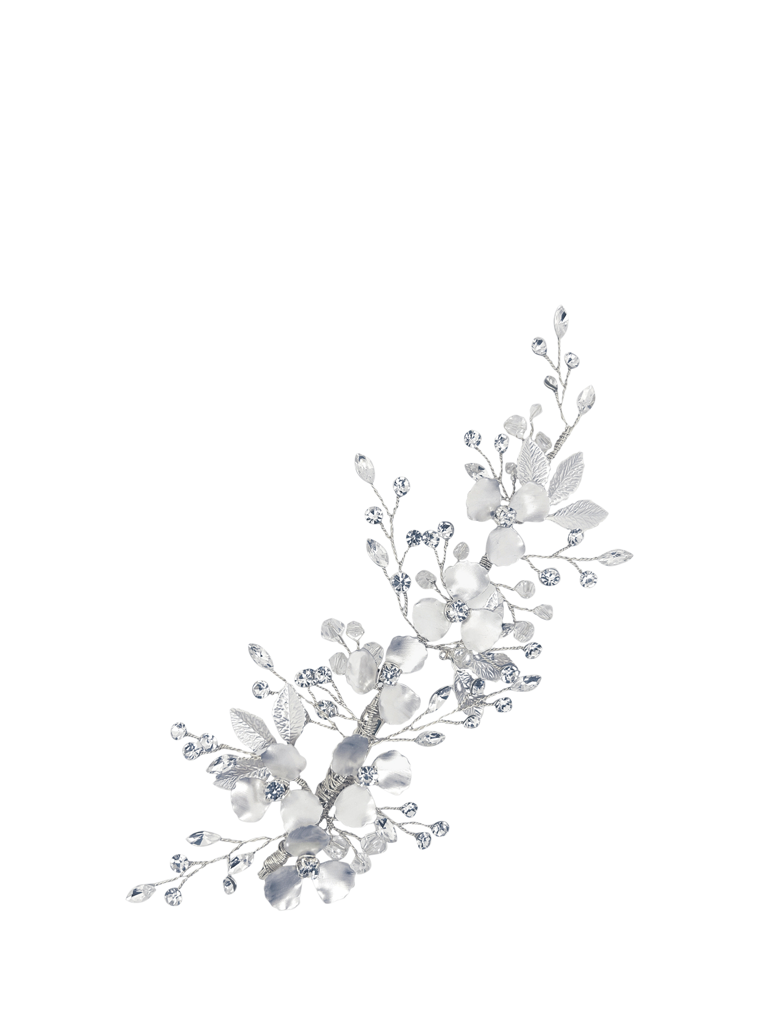 Product image 1 of 4, which shows Ivory & Co. Crystal Floral Hair Clip, Silver