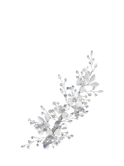 Ivory & Co. Crystal Floral Hair Clip, Silver, Silver