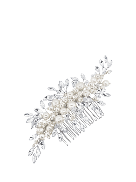 Ivory & Co. Crystal & Pearl Hair Slide, Silver, Silver