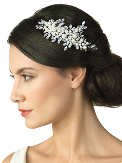 Ivory & Co. Crystal & Pearl Hair Slide, Silver - view 2, Silver
