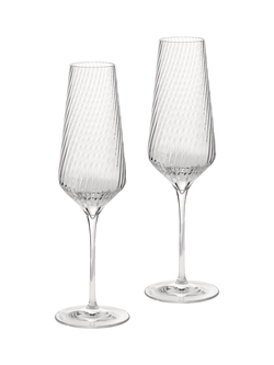 Vera Wang Swirl Crystal Champagne Glass Flute, Set of 2, 270ml, Clear, Clear