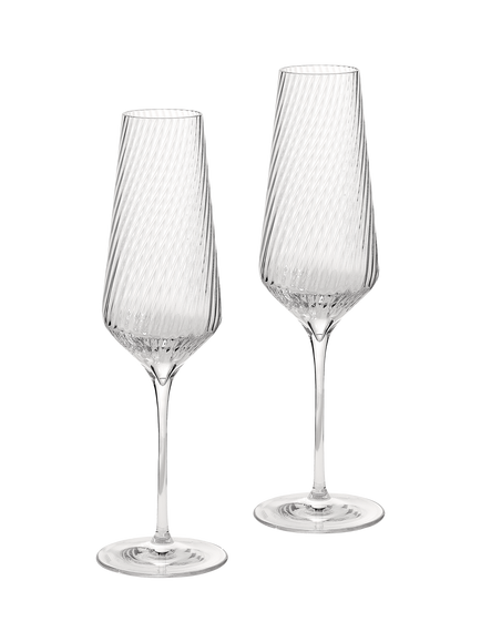 Vera Wang Swirl Crystal Champagne Glass Flute, Set of 2, 270ml, Clear, Clear