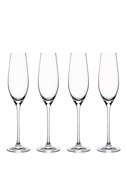 Waterford Crystal Marquis Moments Glass Champagne Flute, Set of 4, 210ml, Clear, Clear