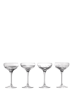 Waterford Crystal Mixology Cut Glass Coupe Cocktail Glass, Set of 4, 120ml, Clear, Clear