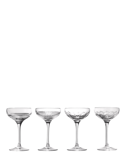 Waterford Crystal Mixology Cut Glass Coupe Cocktail Glass, Set of 4, 120ml, Clear, Clear