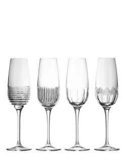 Waterford Crystal Mixology Cut Glass Champagne Flute, Set of 4, 335ml, Clear, Clear