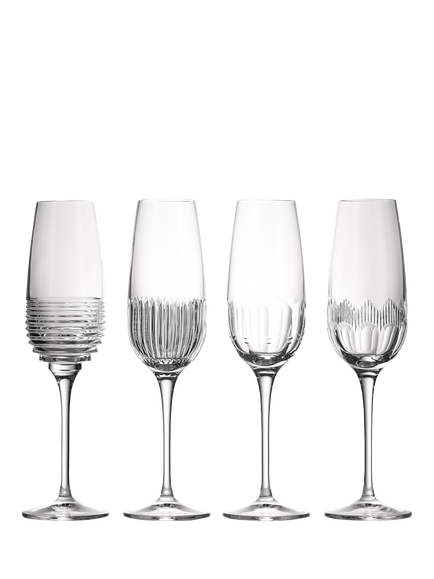 Waterford Crystal Mixology Cut Glass Champagne Flute, Set of 4, 335ml, Clear, Clear