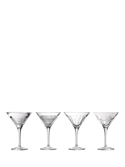 Waterford Crystal Mixology Cut Glass Martini Cocktail Glass, Set of 4, 250ml, Clear, Clear