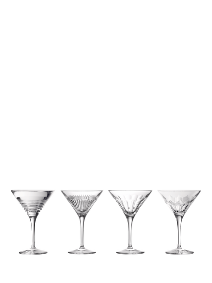 Waterford Crystal Mixology Cut Glass Martini Cocktail Glass, Set of 4, 250ml, Clear, Clear