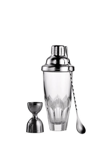 Waterford Crystal Mixology Cut Glass Cocktail Shaker Set, 3 Piece, 710ml, Clear, Clear