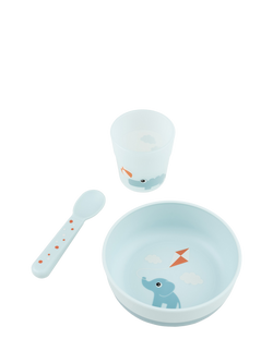Done by Deer Foodie First Meal Bowl, Spoon and Mug Set, Playground Blue