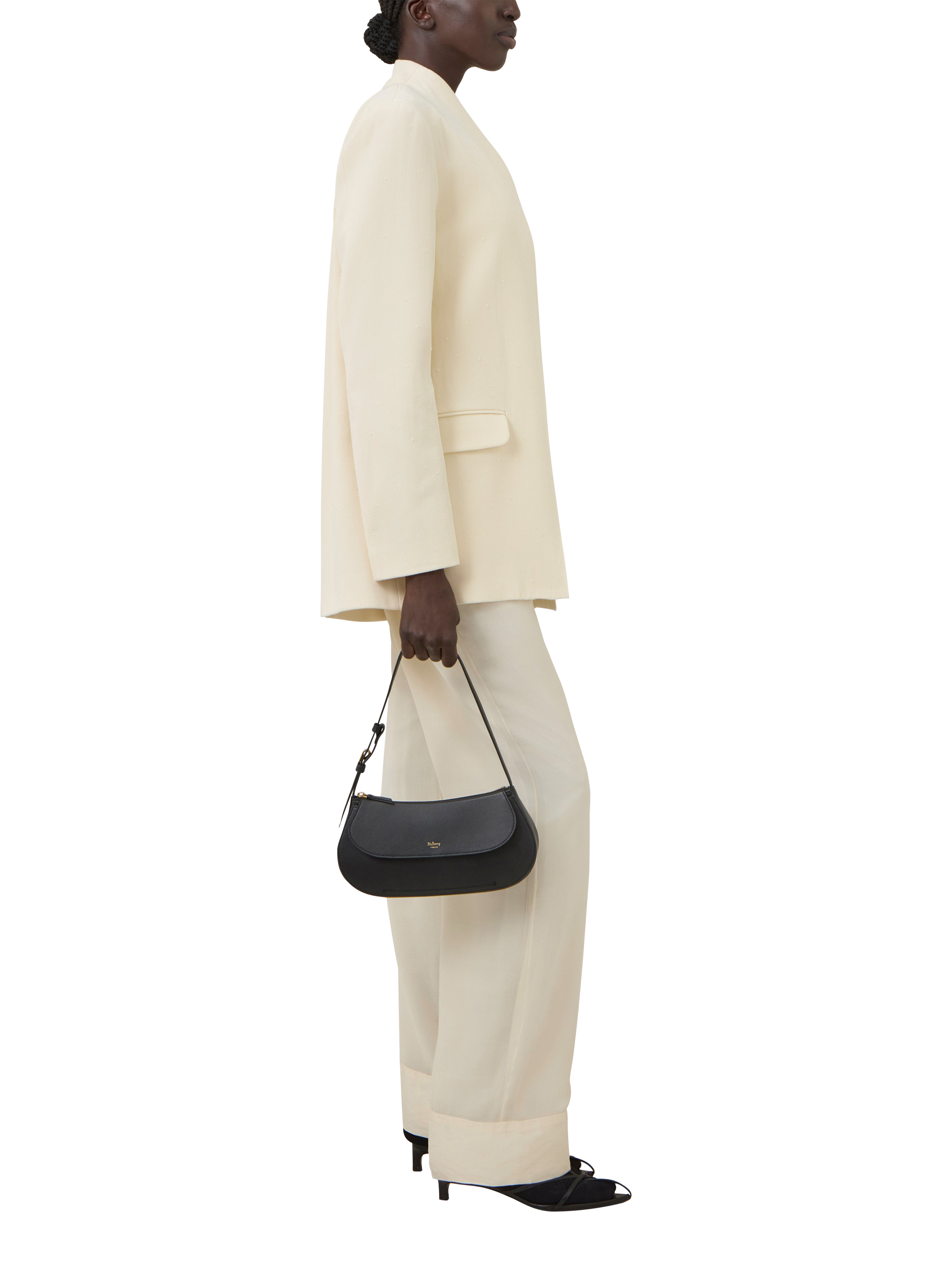 Product image 2 of 6, which shows Mulberry Clovelly Leather Shoulder Bag, Black