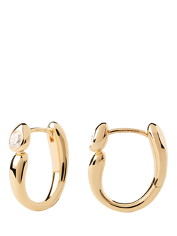 PDPAOLA 18ct Gold Plated Cubic Zirconia Hoop Earrings, Yellow Gold, Yellow Gold