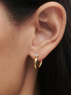 PDPAOLA 18ct Gold Plated Cubic Zirconia Hoop Earrings, Yellow Gold - view 2, Yellow Gold