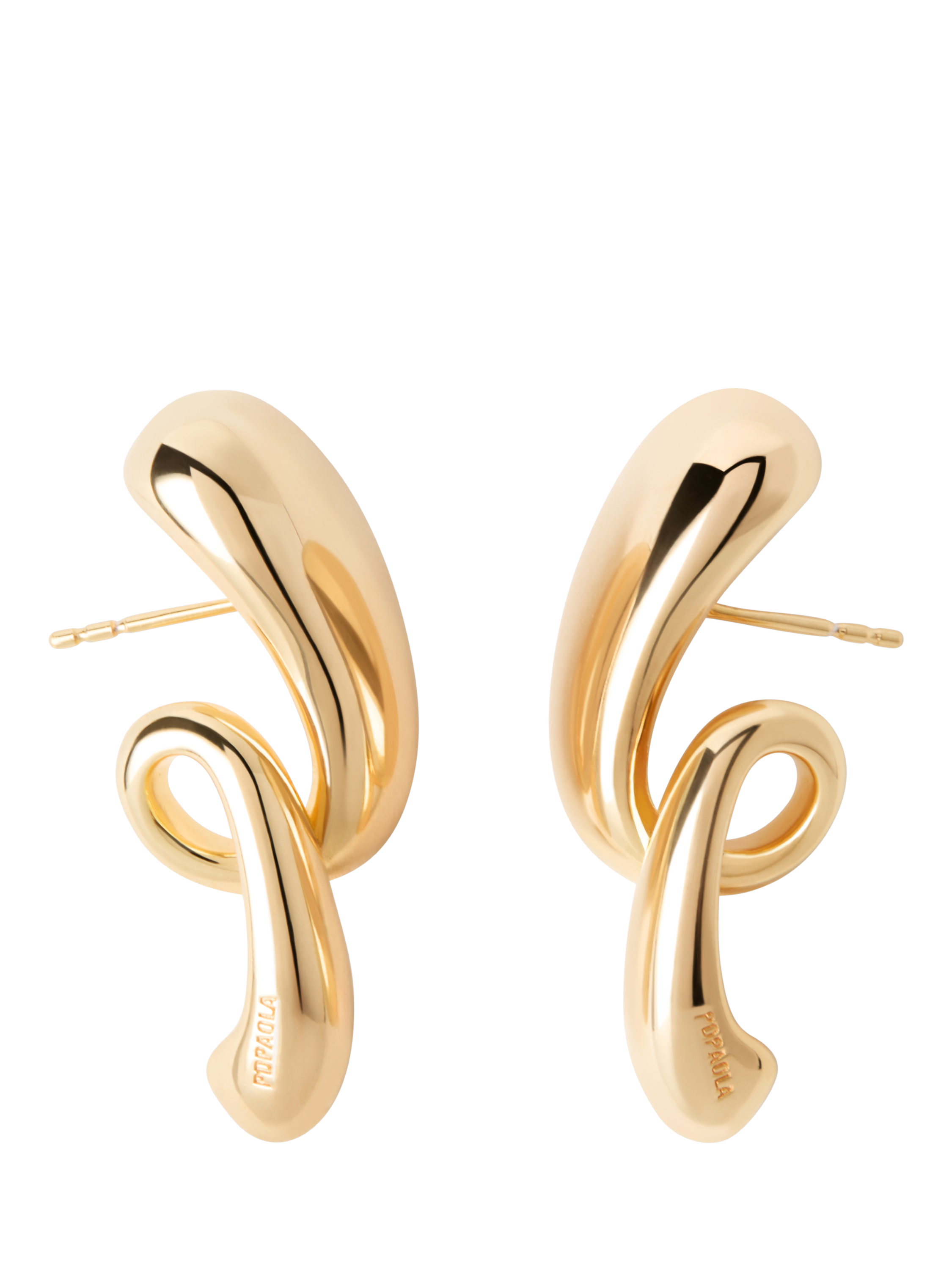 Product image 1 of 4, which shows PDPAOLA 18ct Gold Plated Twisted Drop Earrings, Yellow Gold